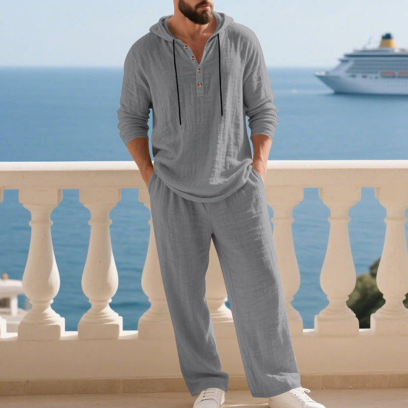 Men's Hooded Casual Loose Top & Trousers 2-Piece Set