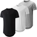 JMIERR Mens 3 Pack Cotton Hipster Hip Hop Longline Crewneck T-Shirt